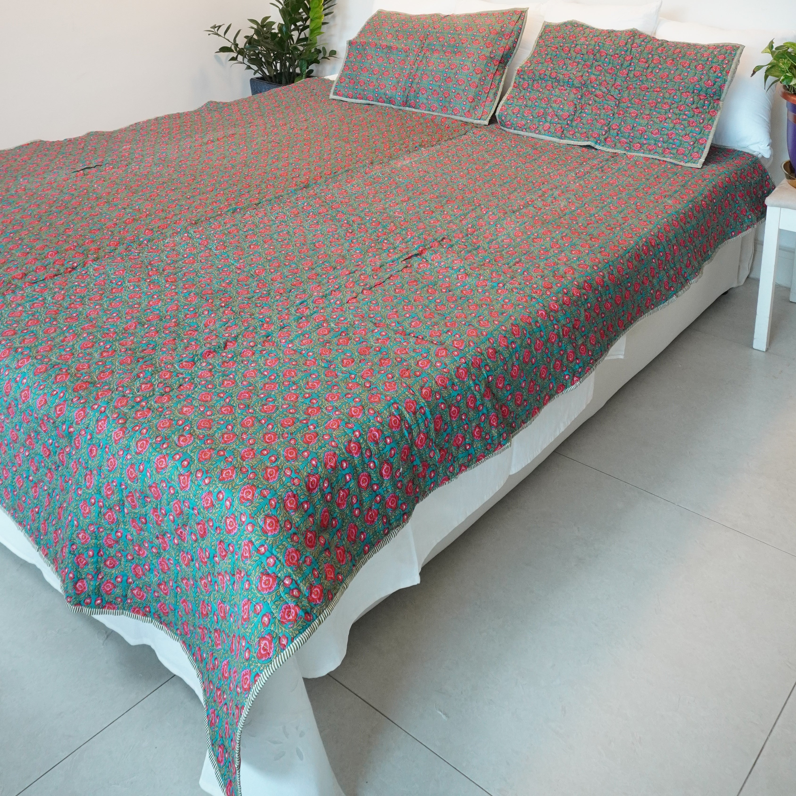 Enchanted-Garden Quilted Bedcover