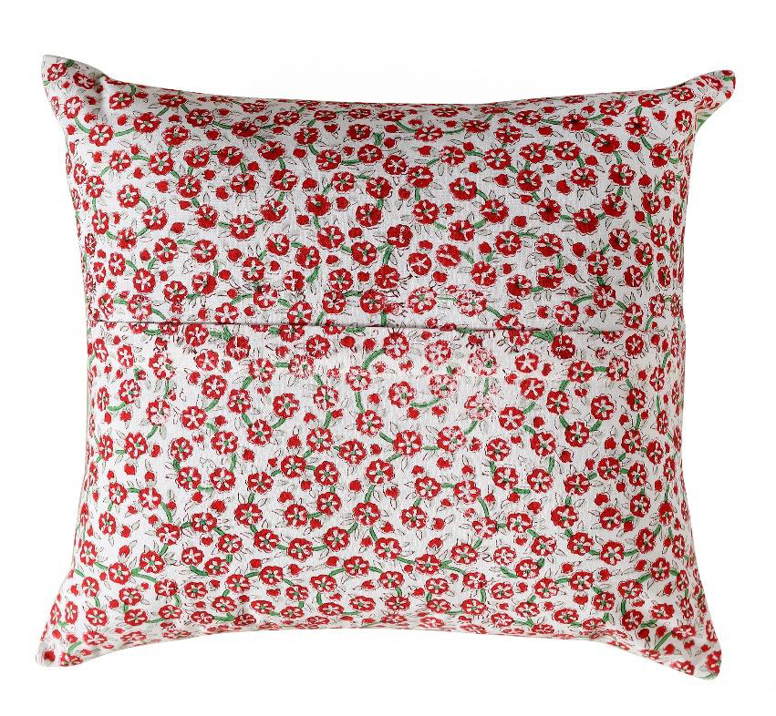 Scarlet Petals(set of 5) - 16x16 Hand Block Cotton Cushion Cover