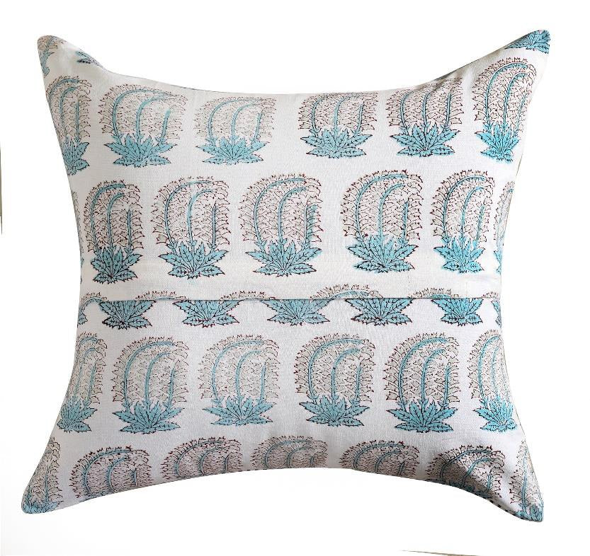 Big Blue Mughal Butta(set of 5) - 16x16 Hand Block Cotton Cushion Cover