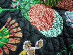 Black Floral Hand Quilted Throw
