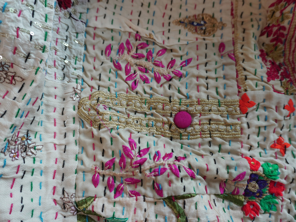 White Hand Quilted Throw Blanket 2