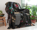 Black Khambadia Cotton Throw Blanket