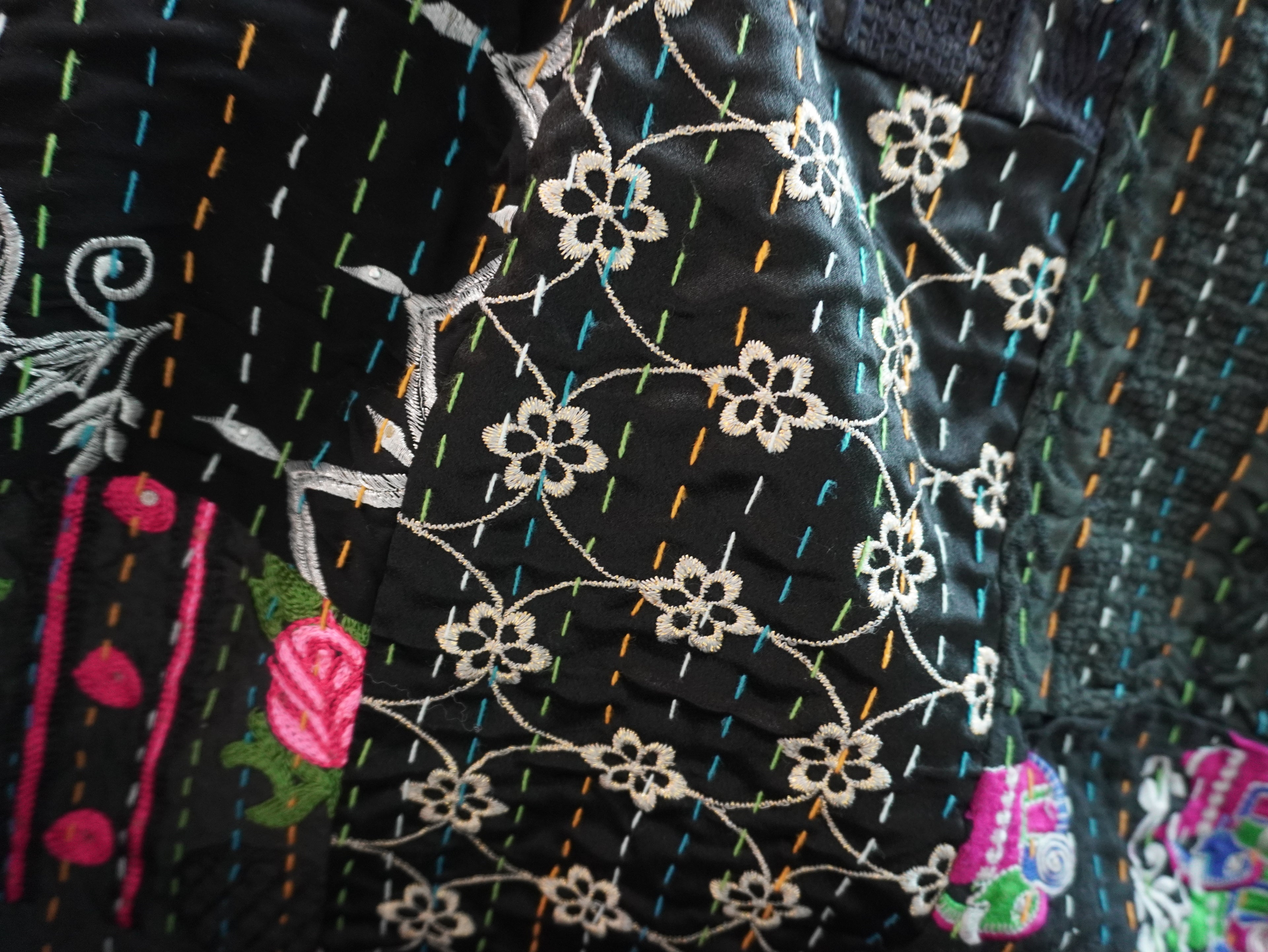 Black Khambadia Cotton Throw Blanket