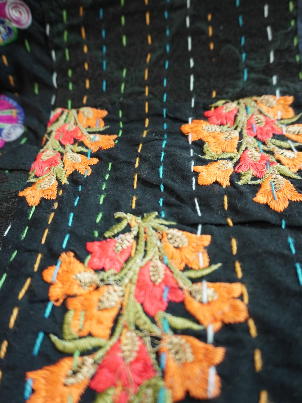 Black Khambadia Cotton Throw Blanket