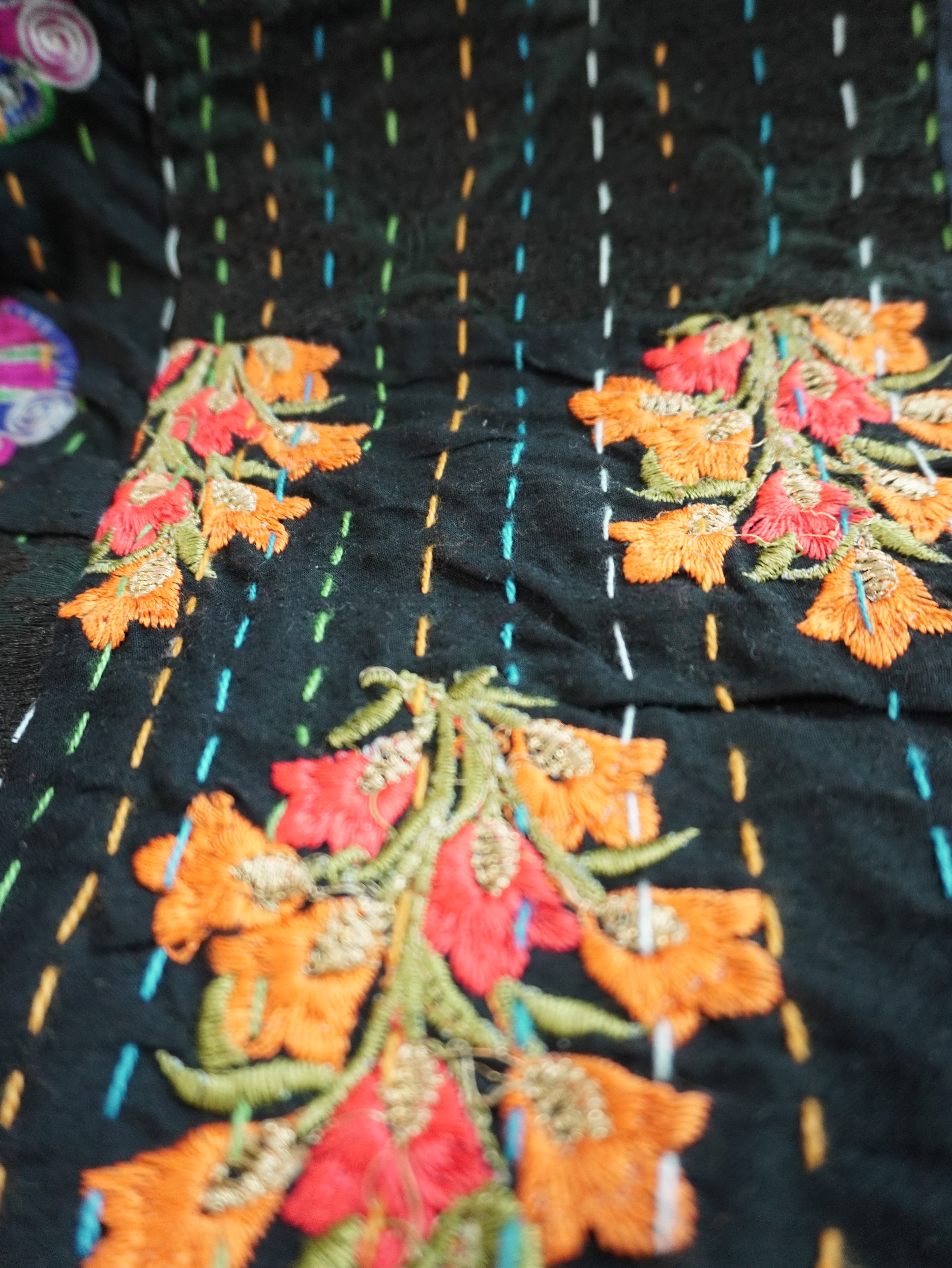 Black Khambadia Cotton Throw Blanket