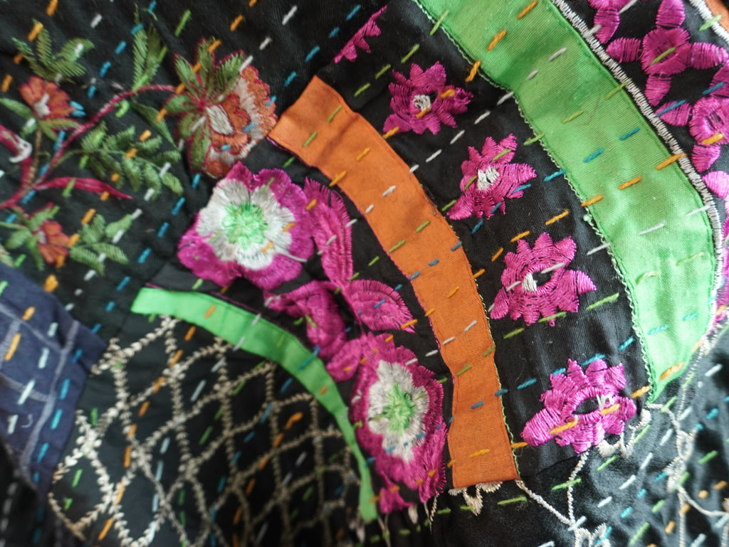 Black Khambadia Cotton Throw Blanket