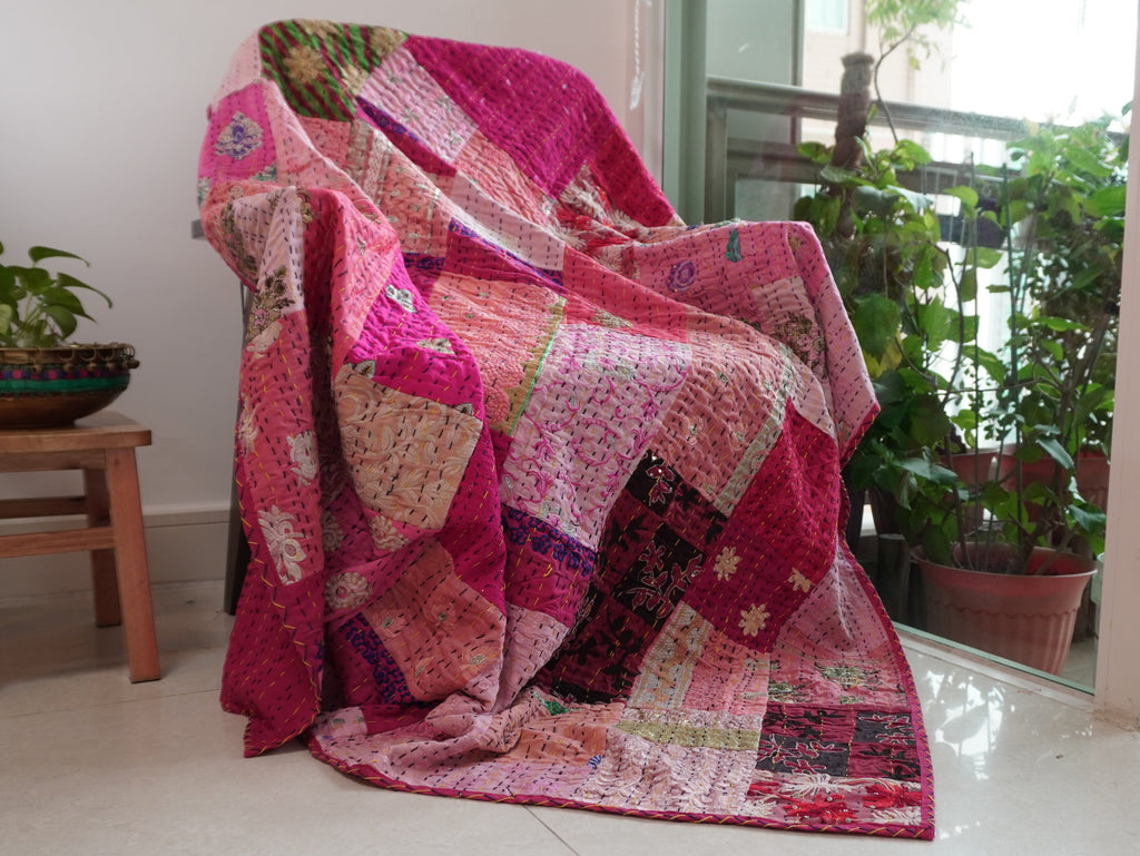 Pink Khambadia Cotton Throw
