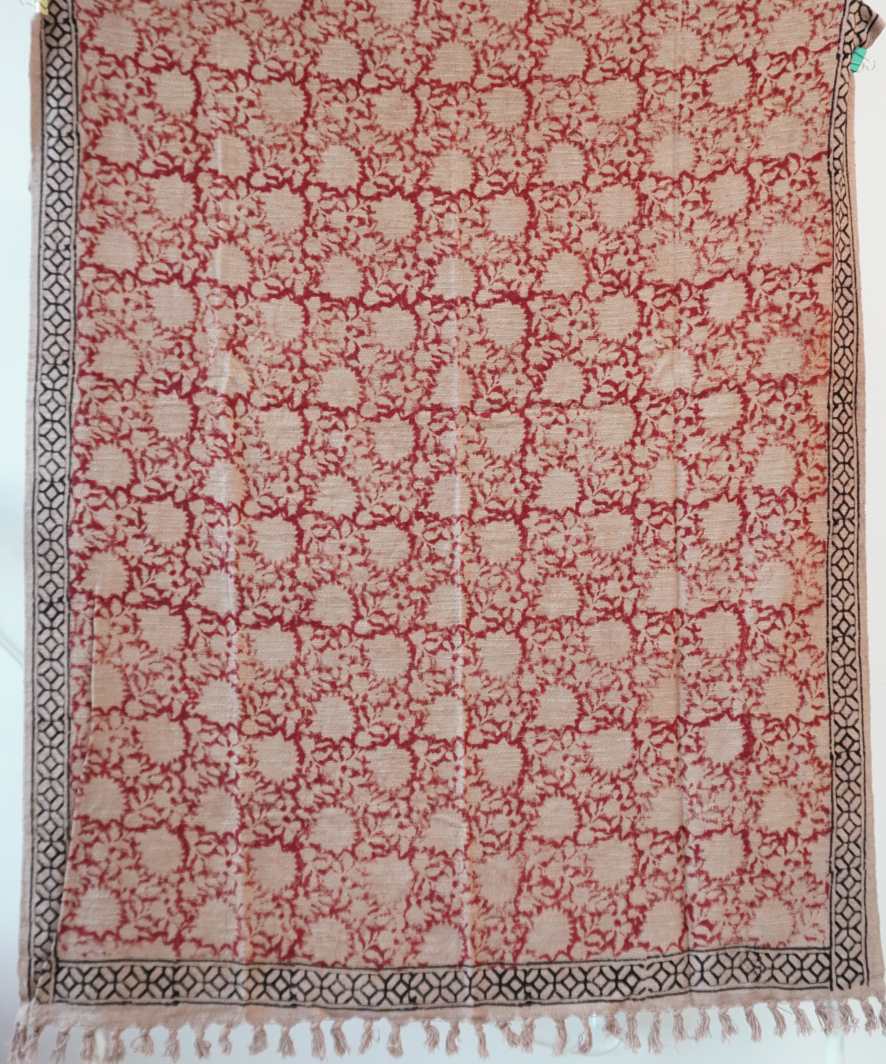 Hand Block Printed Throw Blanket Red