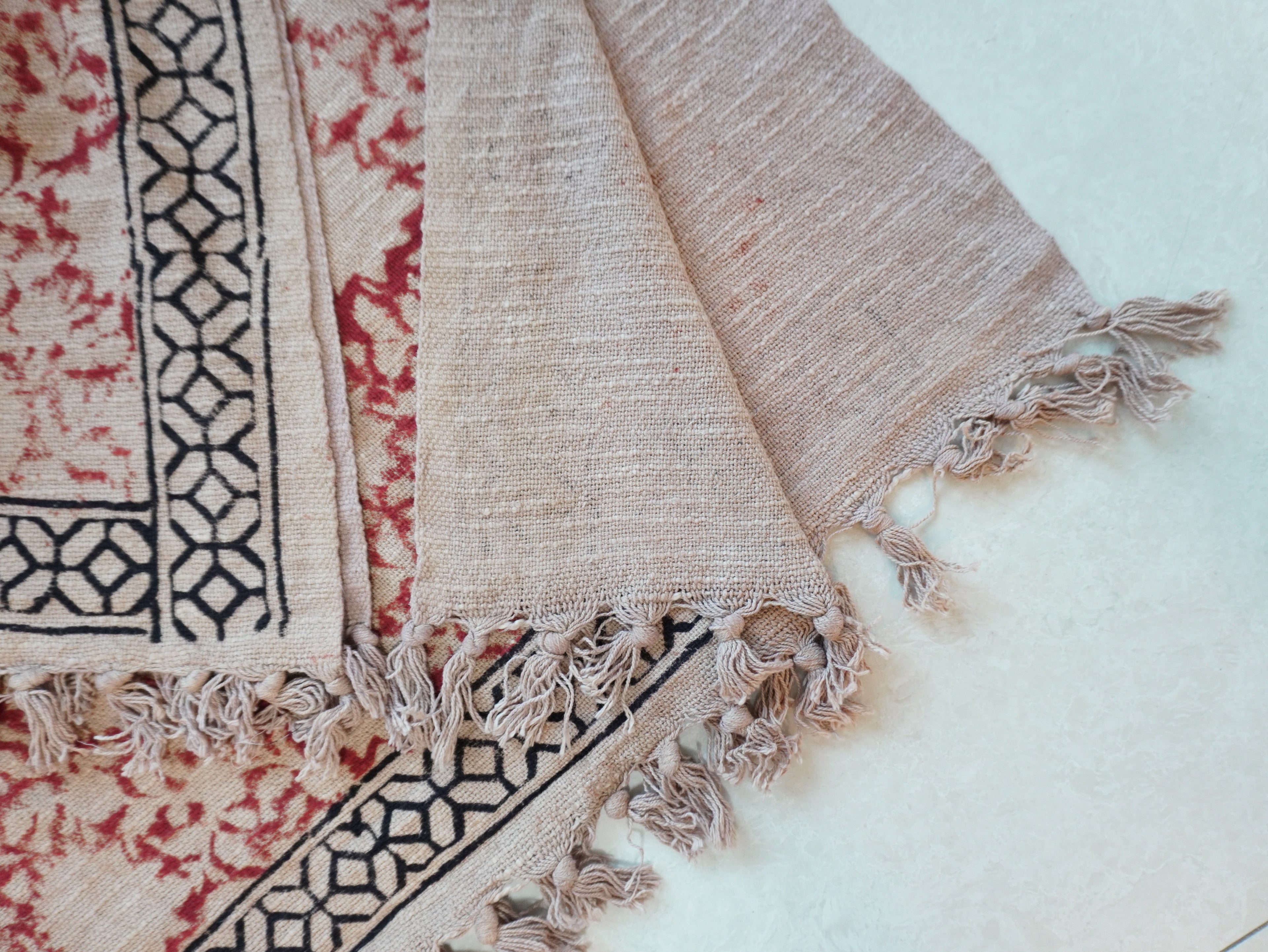 Hand Block Printed Throw Blanket Red