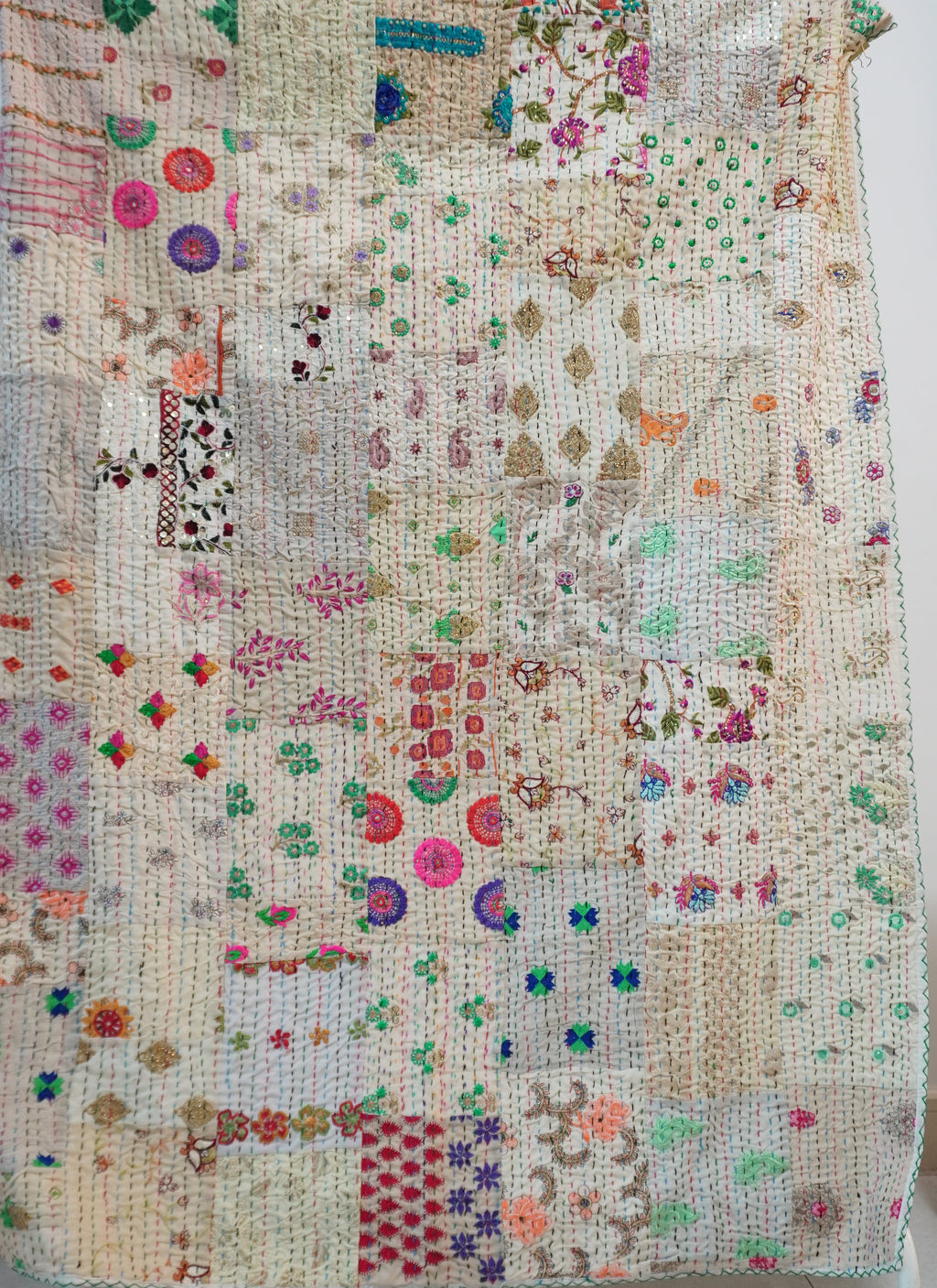 White Khambadia Cotton Throw Blanket