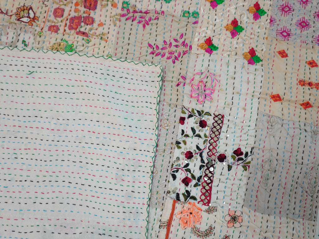 White Khambadia Cotton Throw Blanket