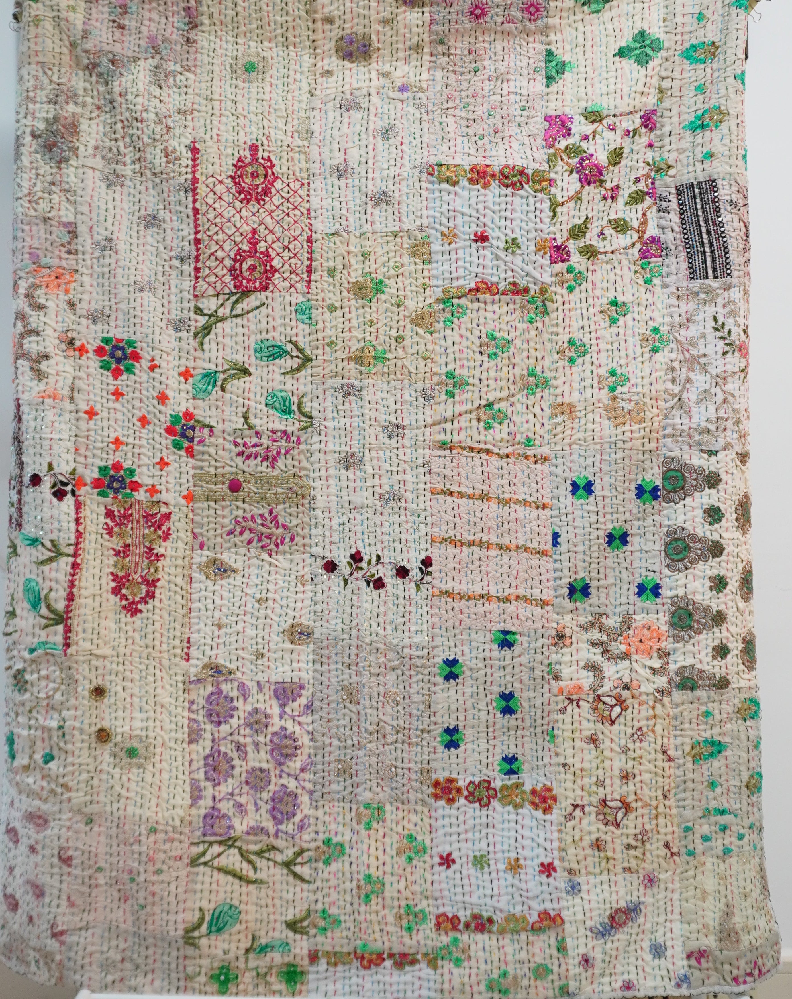 White Hand Quilted Throw Blanket 2