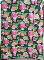 Black Floral Hand Quilted Throw