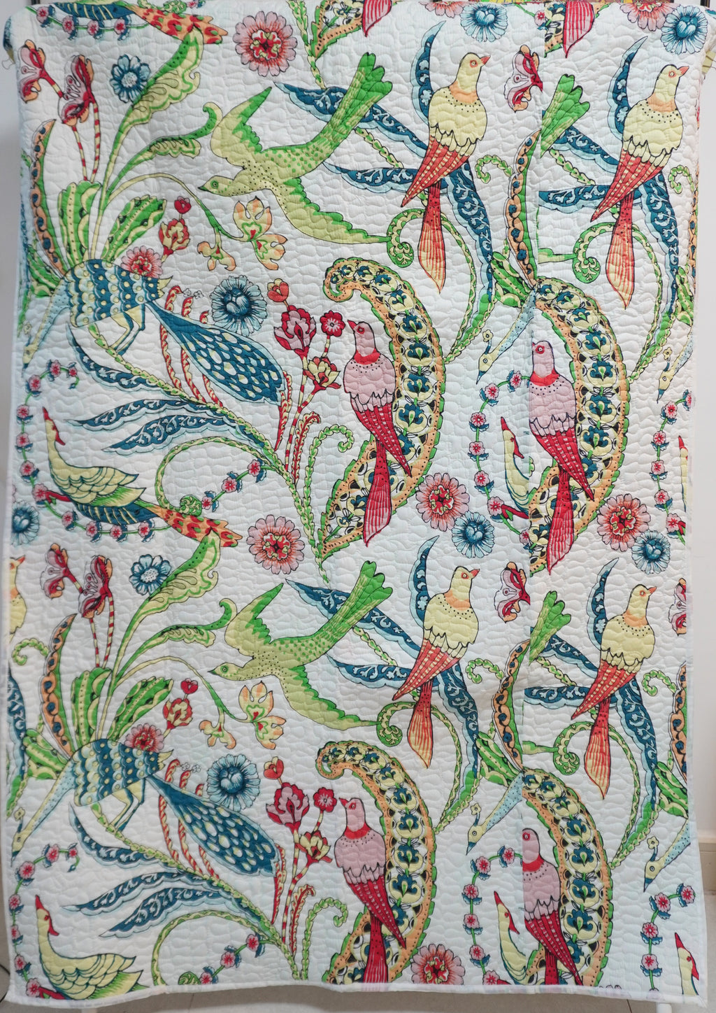 White Birds of Paradise Quilted Throw Blanket