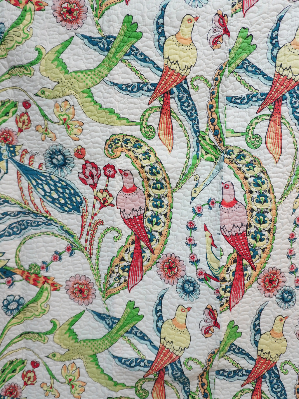 White Birds of Paradise Quilted Throw Blanket