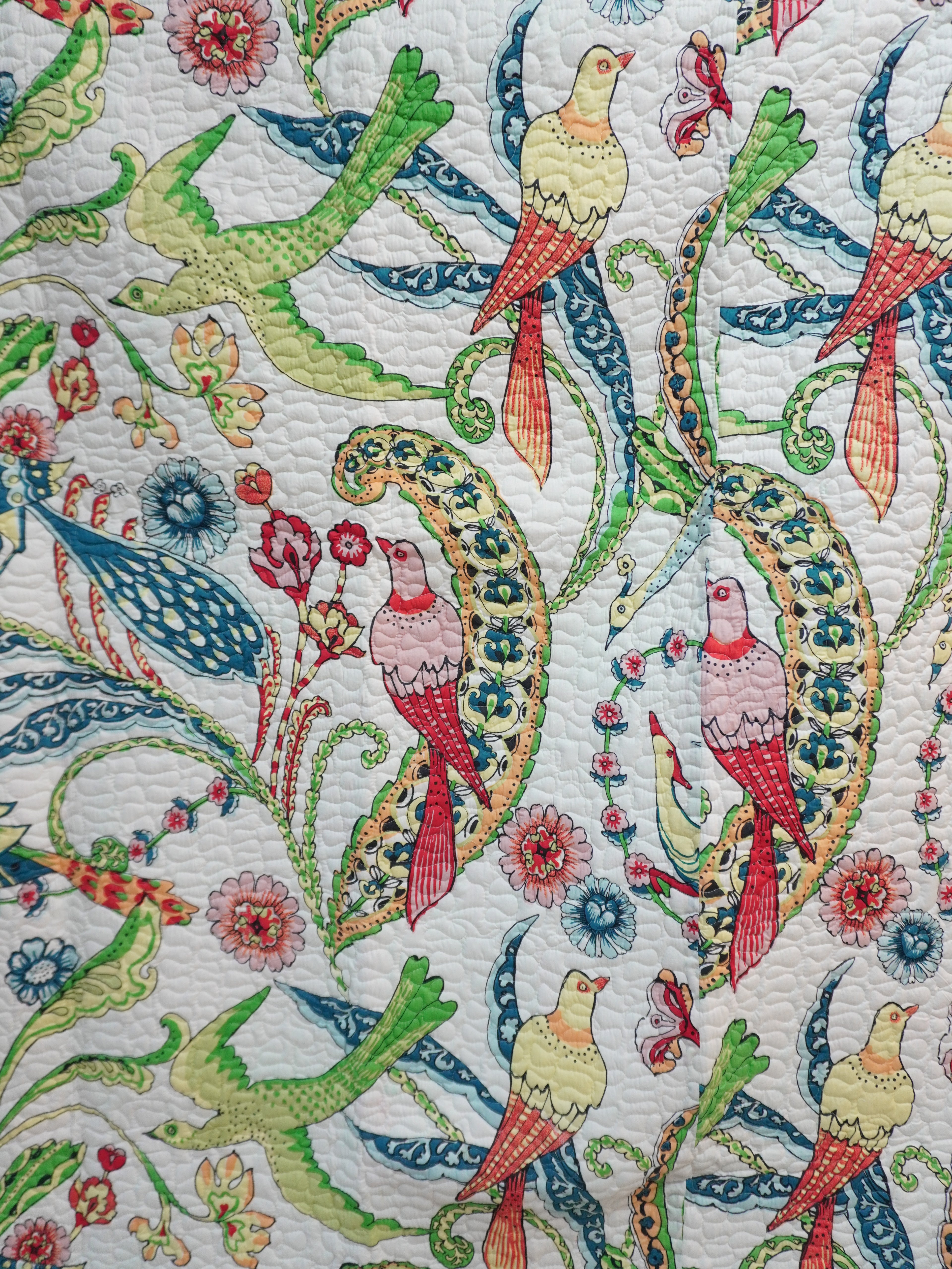 White Birds of Paradise Quilted Throw Blanket