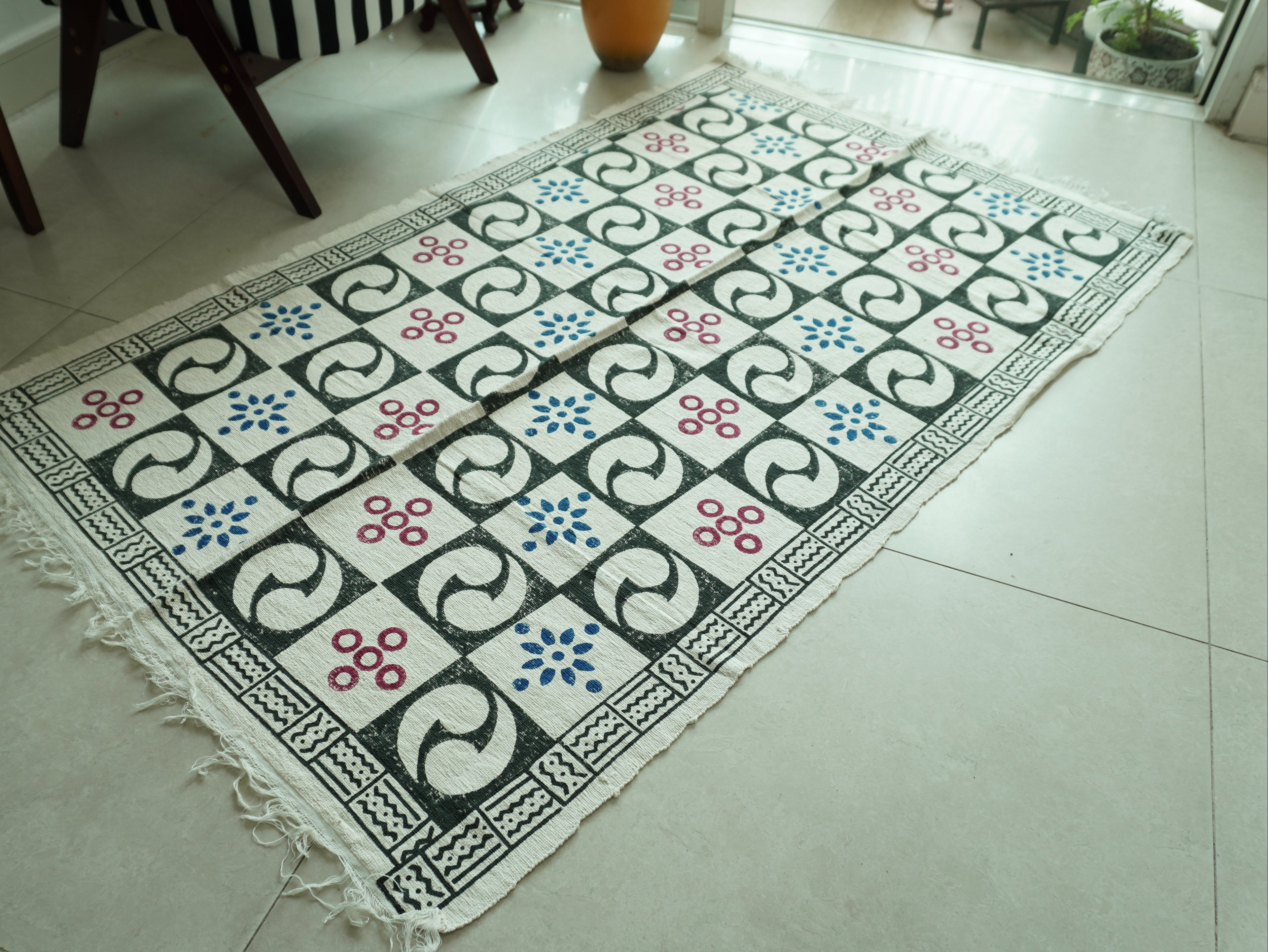 The Equilibrium Hand Block Printed Rug( 4x6 Ft )