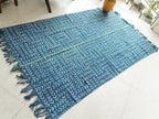 Kinetic Flow Indigo Hand Block Printed Rug ( 4x6 Ft )