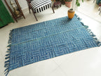 Kinetic Flow Indigo Hand Block Printed Rug ( 4x6 Ft )