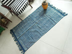 Chevron Indigo Hand Block Printed Rug ( 3x5 Ft )