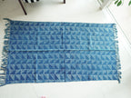 Geometric Illusion Indigo Hand Block Printed Rug ( 3x5 Ft )