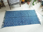 Geometric Illusion Indigo Hand Block Printed Rug ( 3x5 Ft )