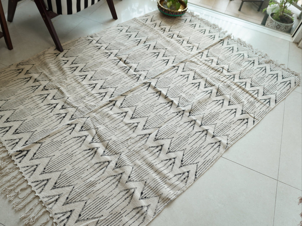 Tribal Flora Hand Block Printed Rug ( 4x6 Ft ) (Copy)