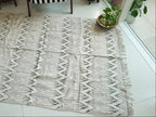 The Graphic Zigzag Hand Block Printed Rug ( 4x6 Ft )