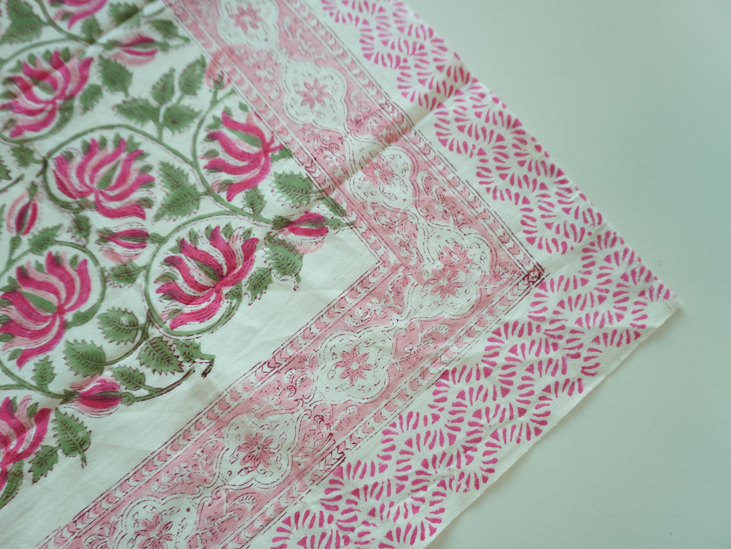 Lotus Hand Block Printed Rectangle Table Cover