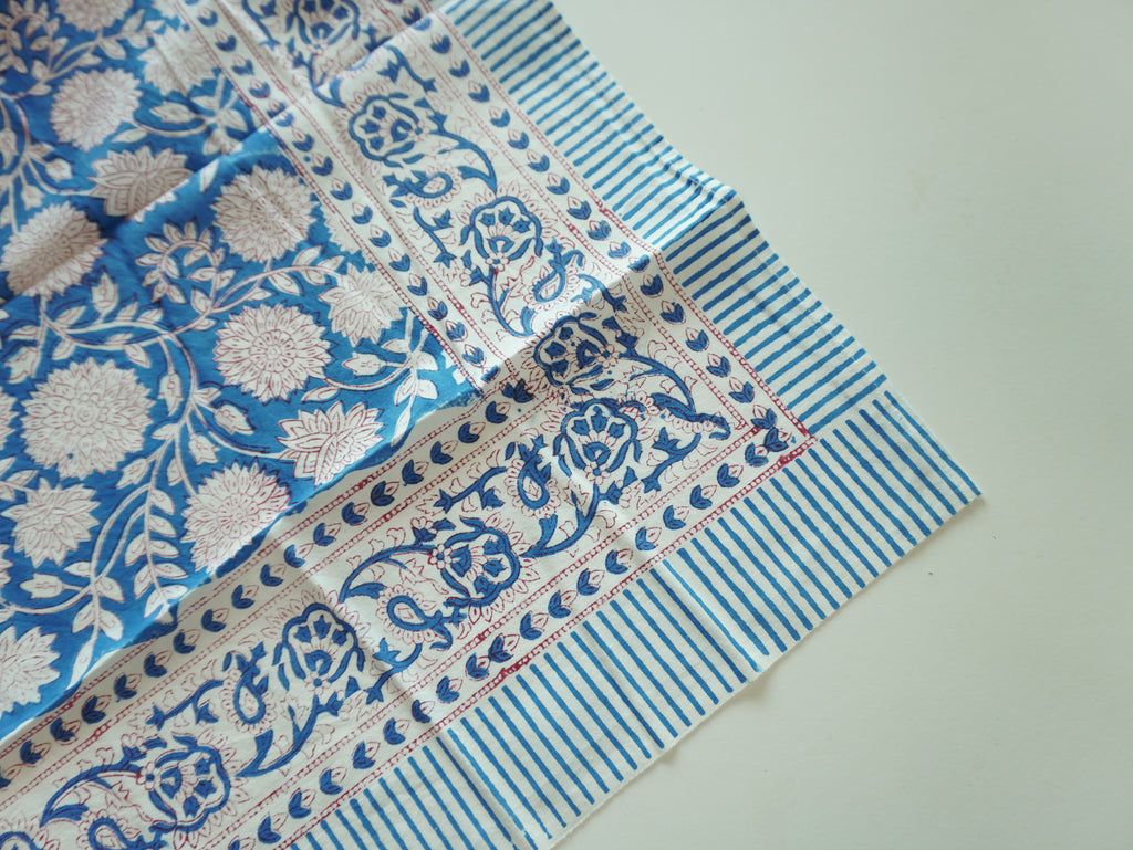 Blue Lagoon Hand Block Printed Rectangle Table Cover