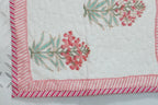 Ikebana Hand Block Printed Quilted Bedcover
