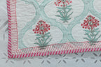 Ikebana Hand Block Printed Quilted Bedcover