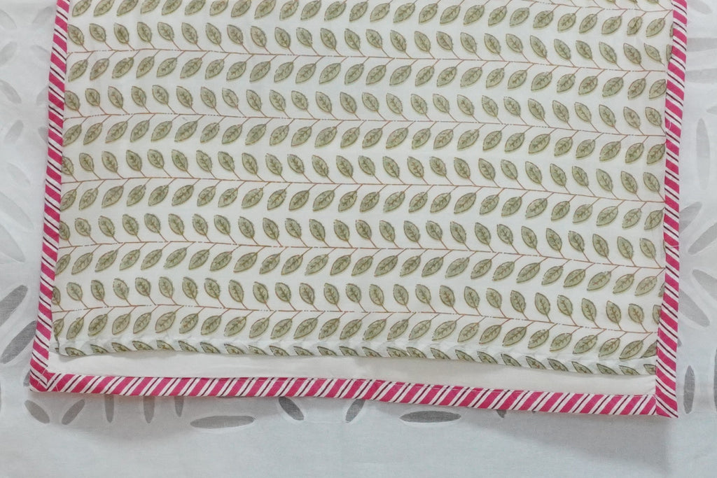 Ikebana Hand Block Printed Quilted Bedcover