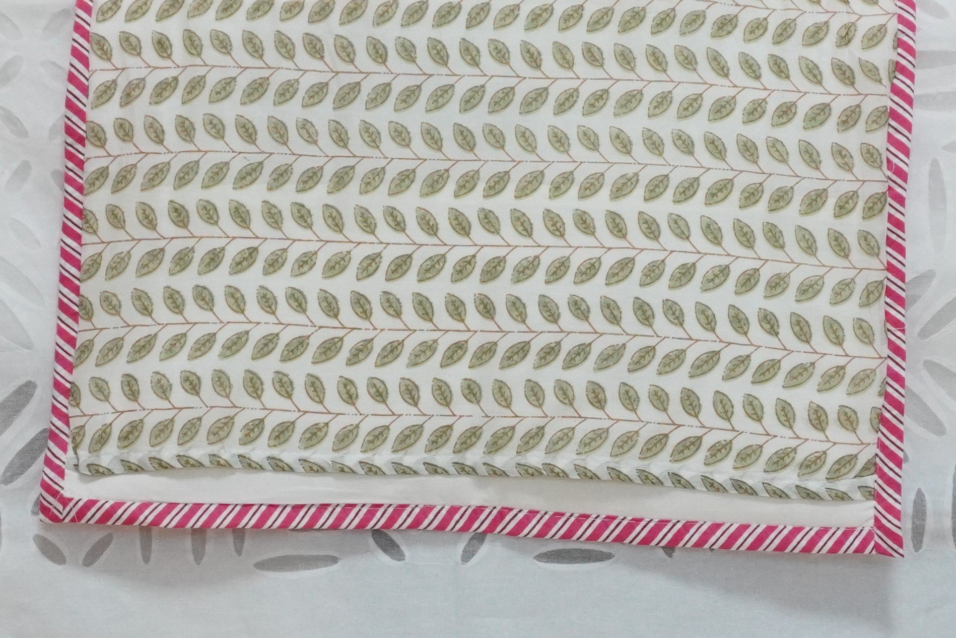 Ikebana Hand Block Printed Quilted Bedcover