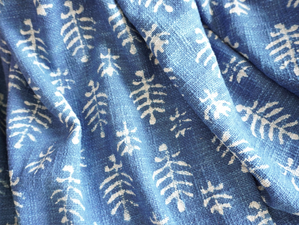 Indigo Tribal Leaf Throw Blanket