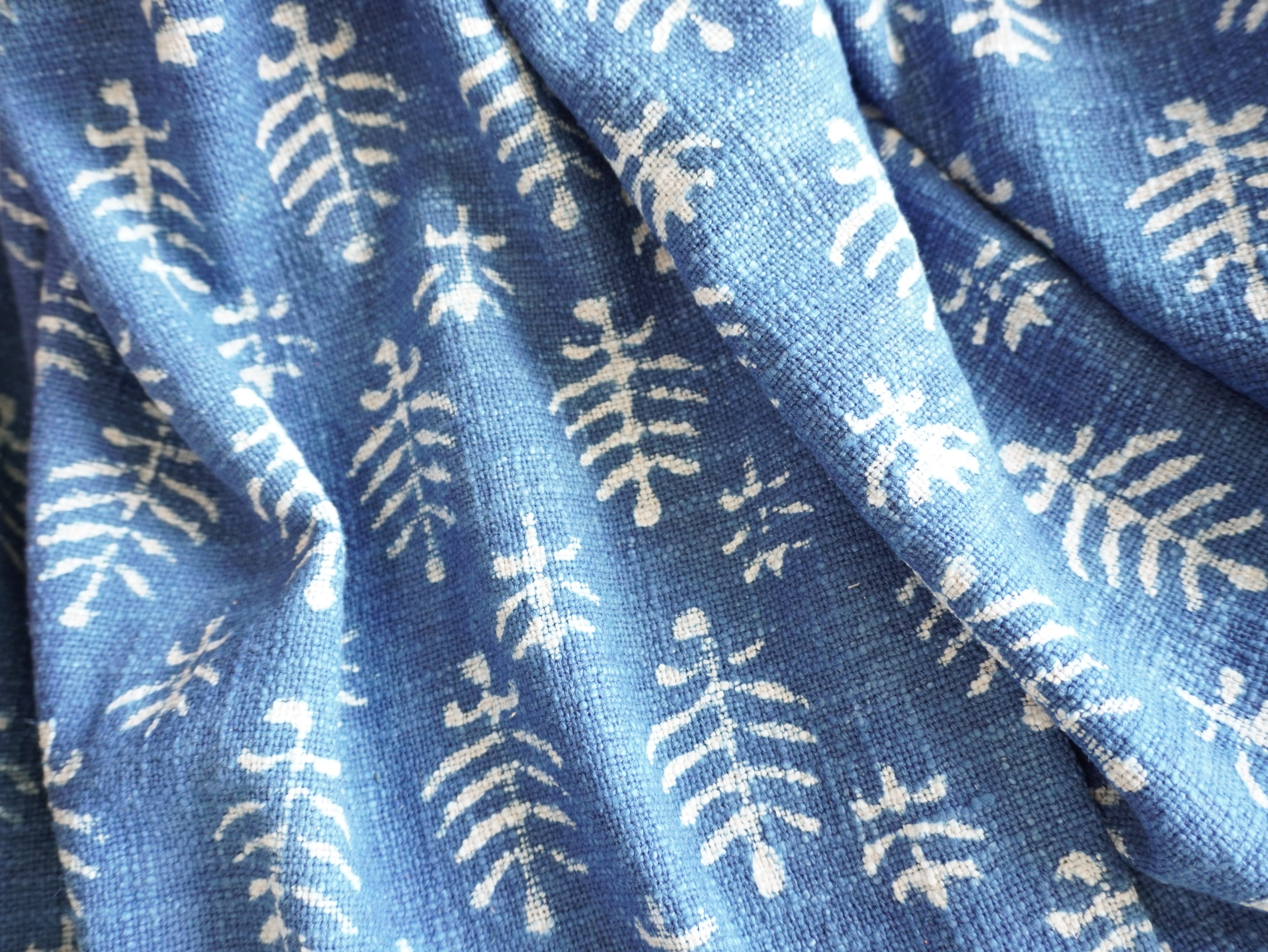 Indigo Tribal Leaf Throw Blanket