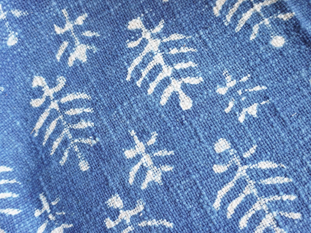 Indigo Tribal Leaf Throw Blanket