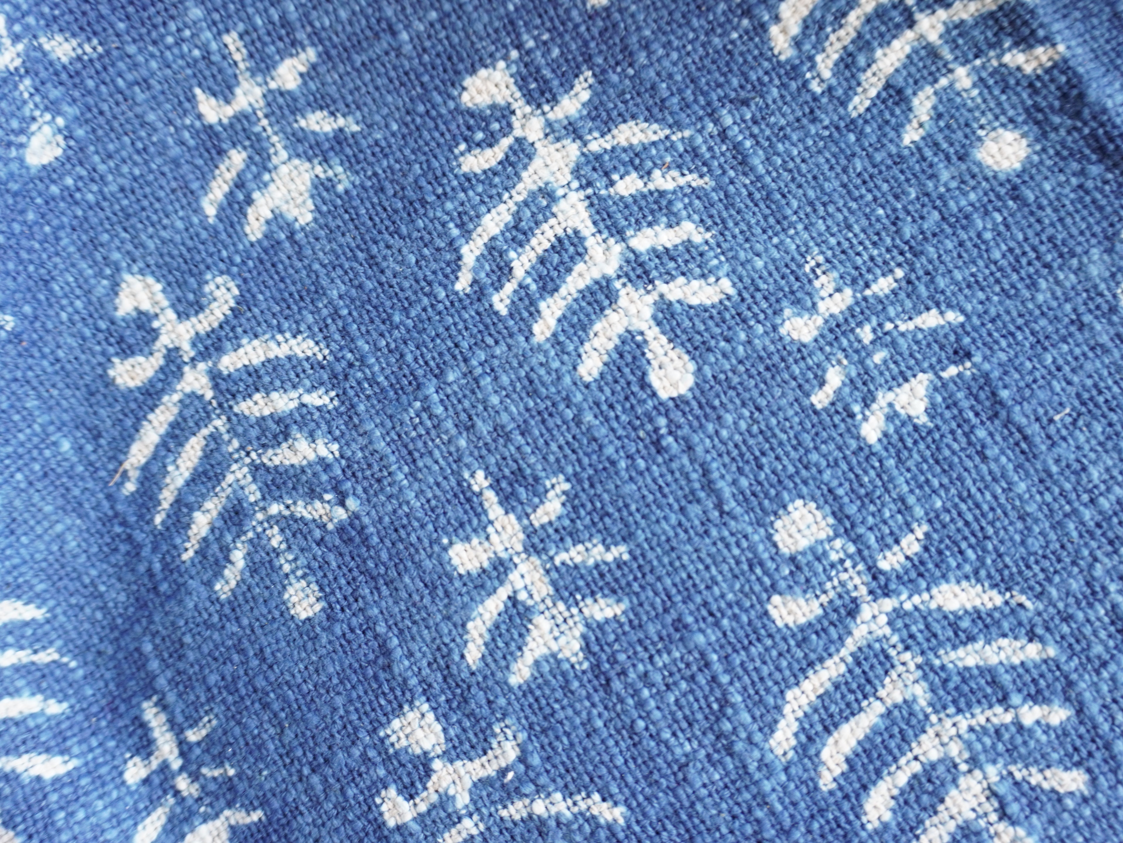 Indigo Tribal Leaf Throw Blanket