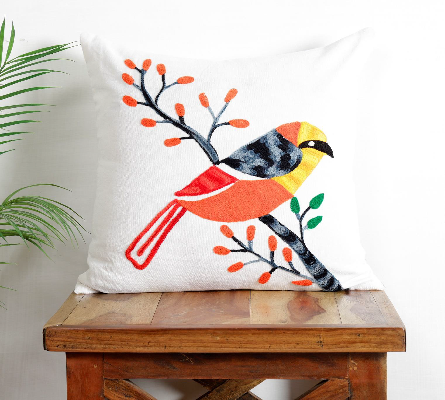 Robin - 16x16 Inch (Set of 5) Embroidered Cushion Cover