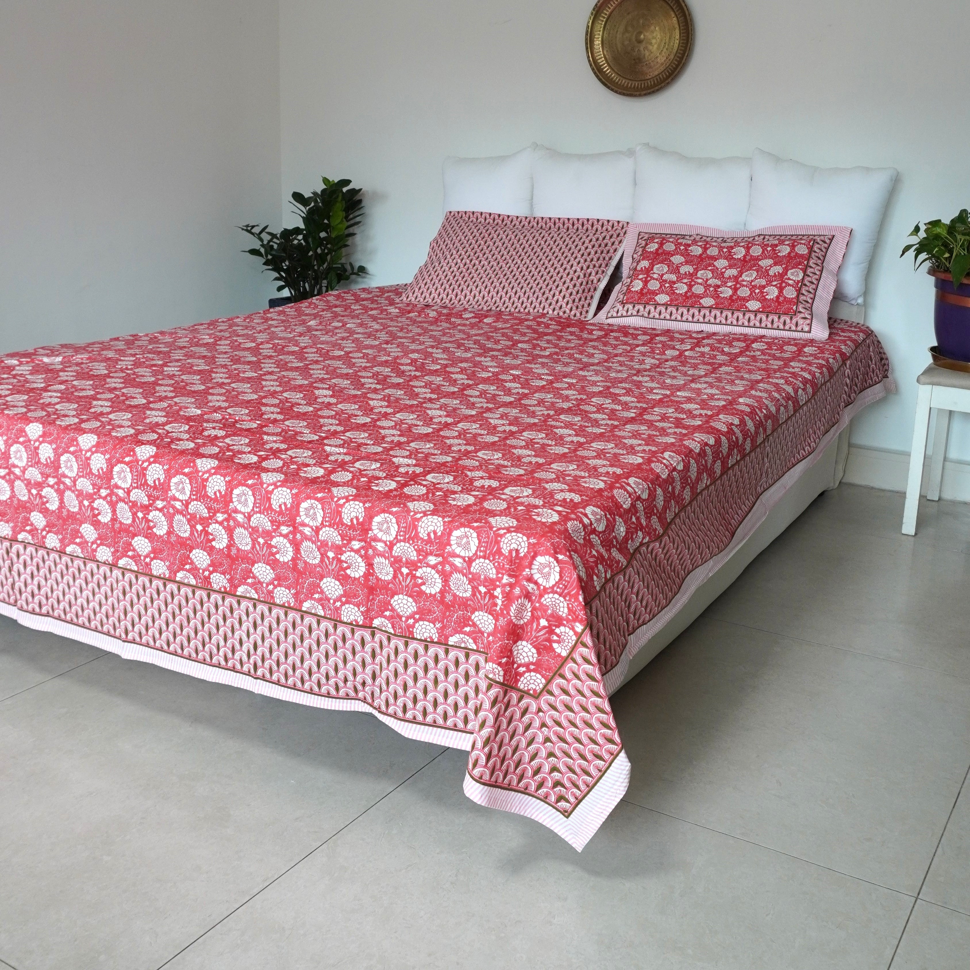 Tropical Coral Double Bedsheet