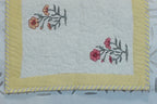 Ikebana Hand Block Printed Quilted Bedcover
