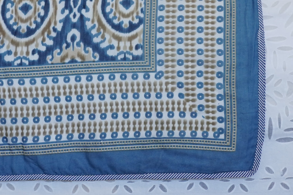 Blue-Ikat Dohar/AC Comforter Queen Size