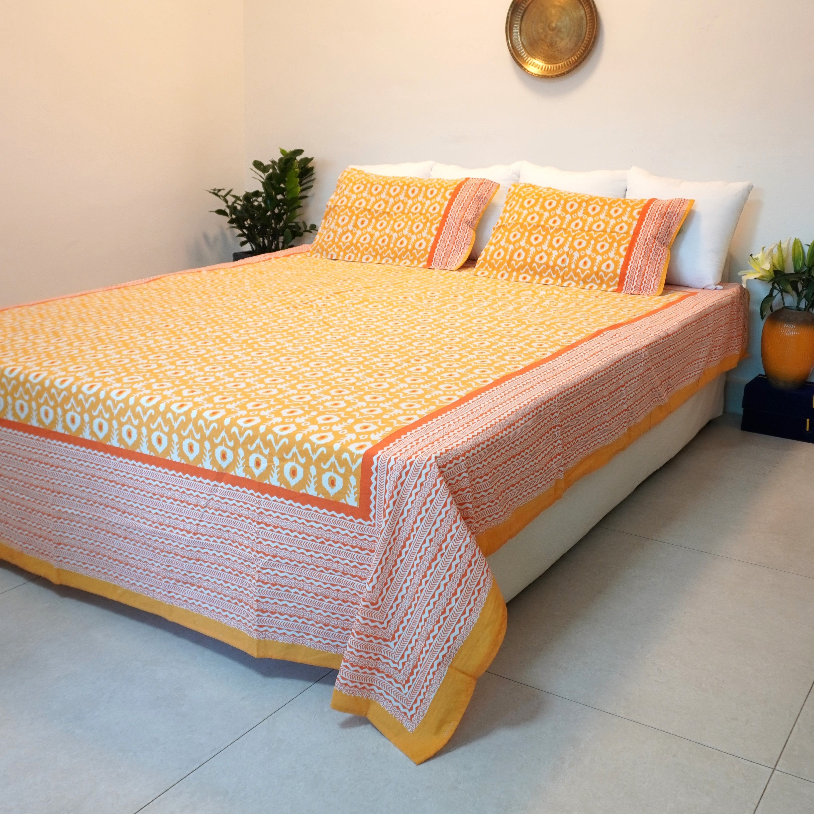 Aesthetic Ikkat Double Bedsheet