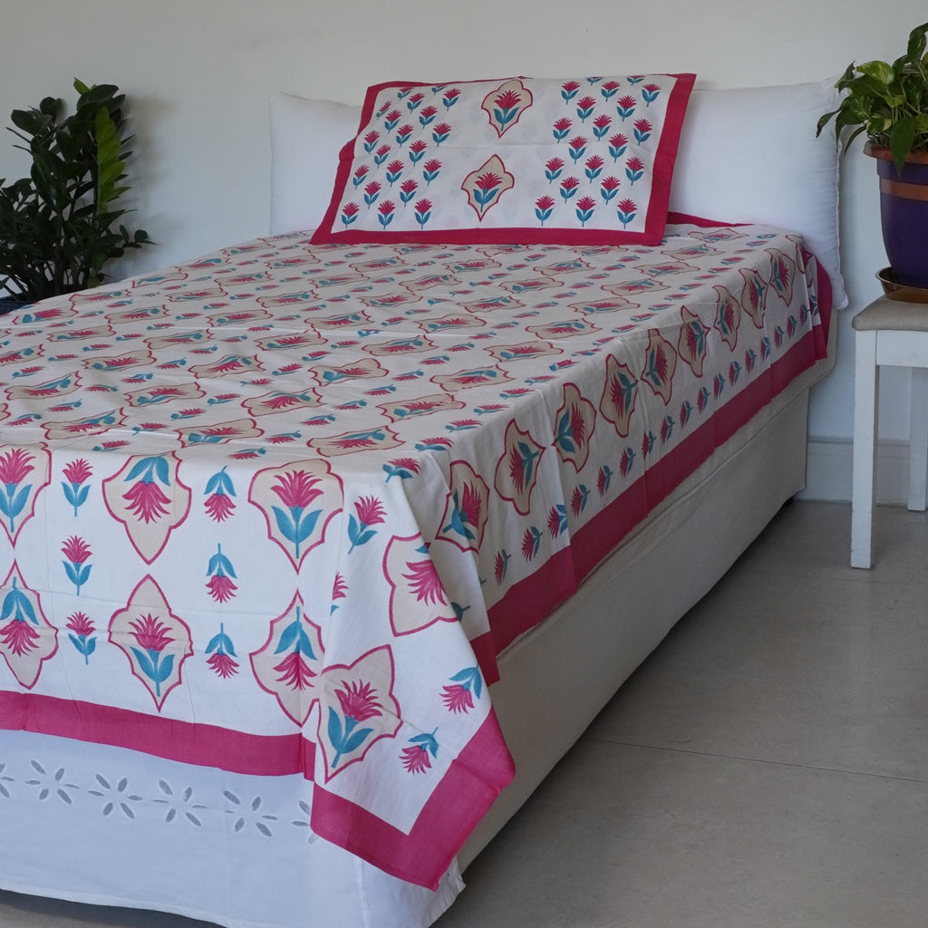 Pink Ogee Single Bedsheet