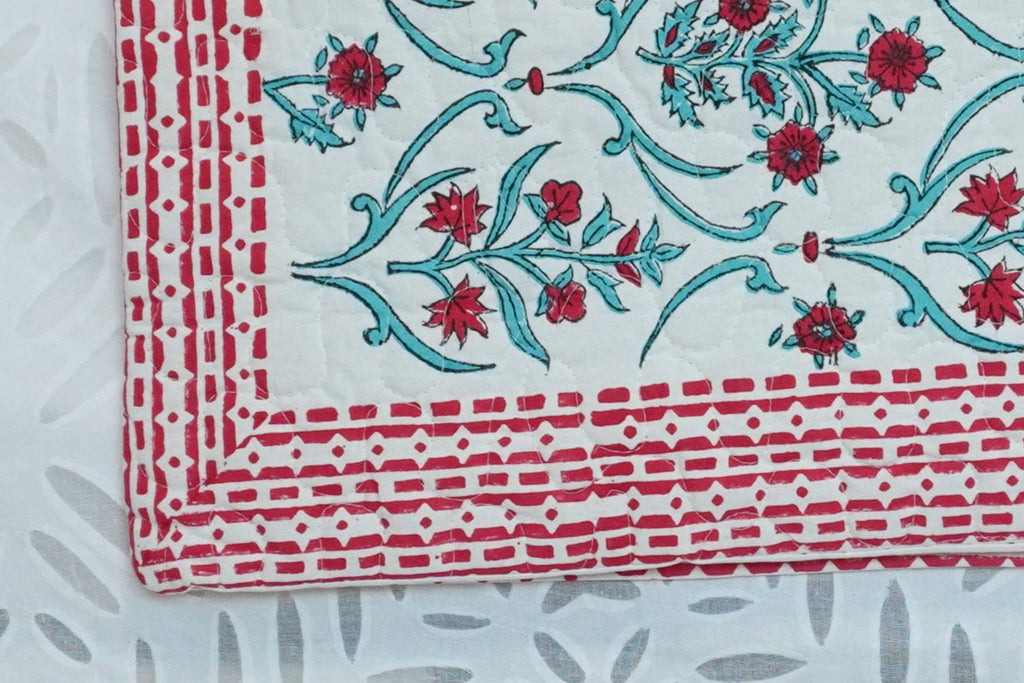 Sonnet Hand Block Printed Quilted Bedcover