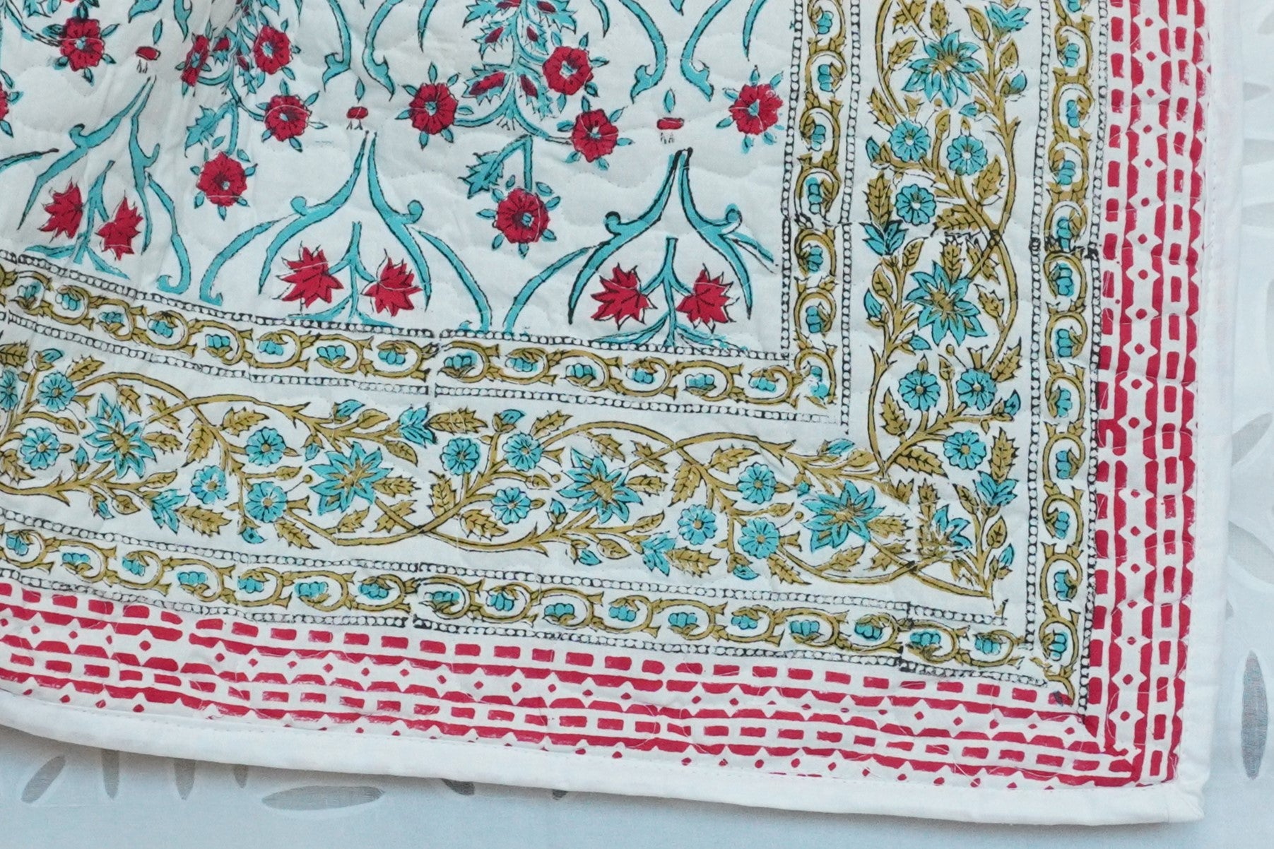 Sonnet Hand Block Printed Quilted Bedcover